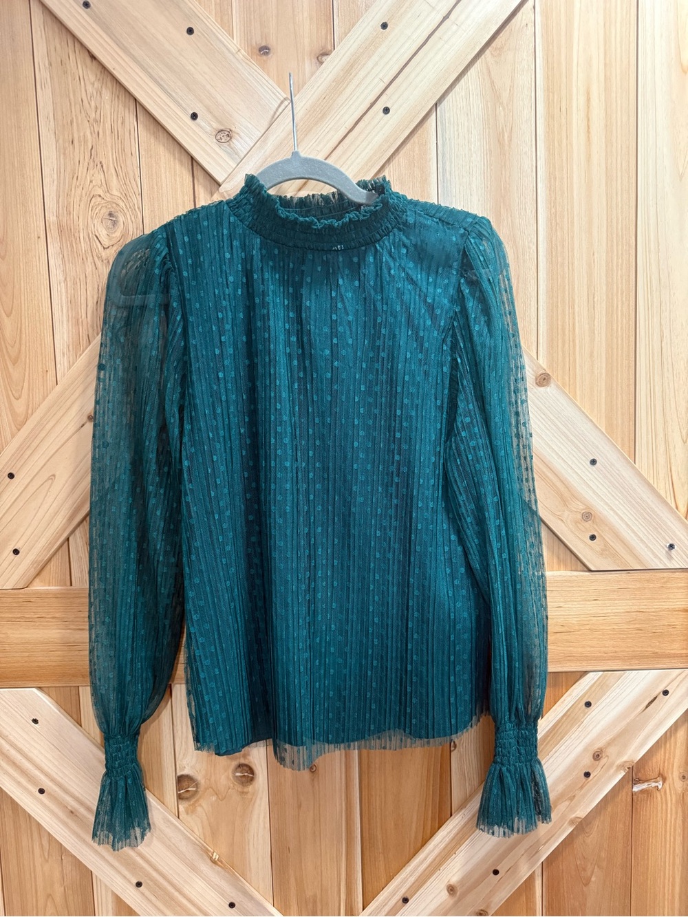 Women’s green Sheer Dot-Textured Blouse